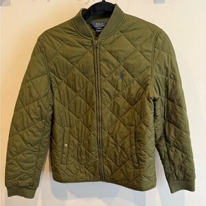 Polo Ralph Lauren Jacket Quilted Bomber Insulated Olive Green Youth Large 14-16